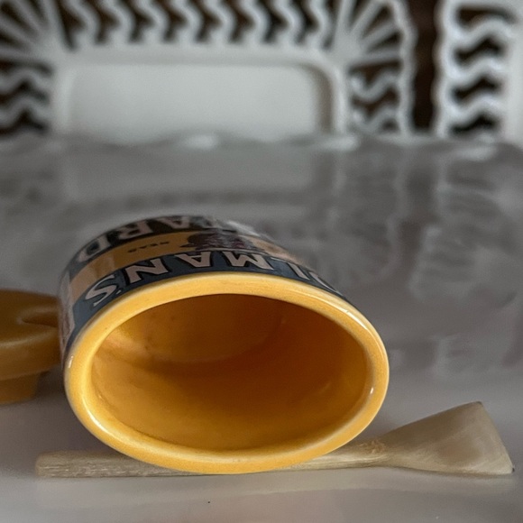 Vintage Ceramic Colman's Mustard Penny Pot with Mustard Spoon - Picture 8 of 11